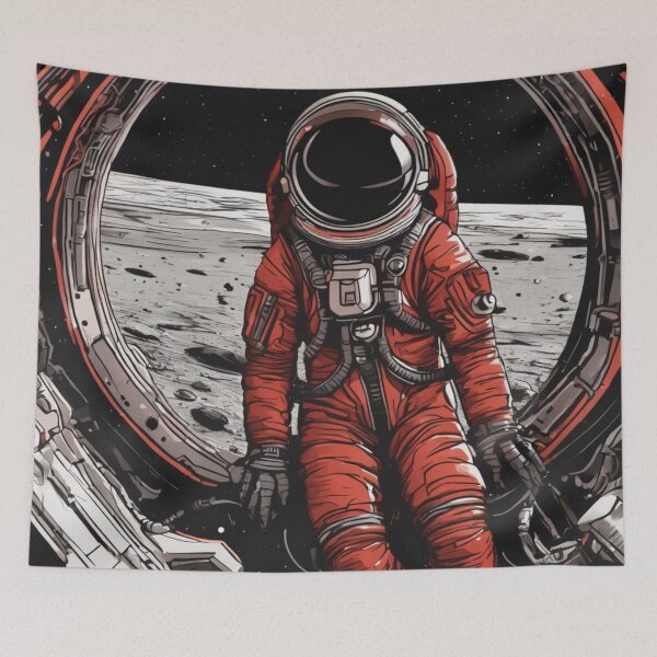 Aperçu de l'œuvre Astronaute solitaire à l'avant-poste lunaire créée et vendue par Mars Outpost Outfitters.