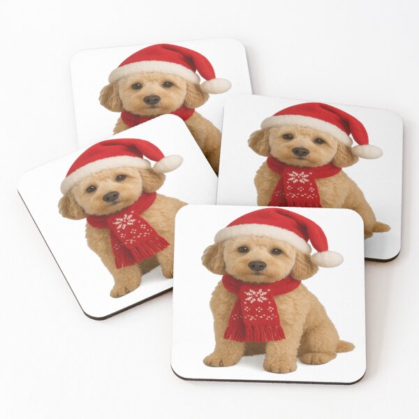 Item preview, Cute Bichon Poo Christmas Dog Art – Festive Santa Hat & Scarf Holiday Printable | Cute Puppy Christmas Decor Gift designed and sold by Murryns.