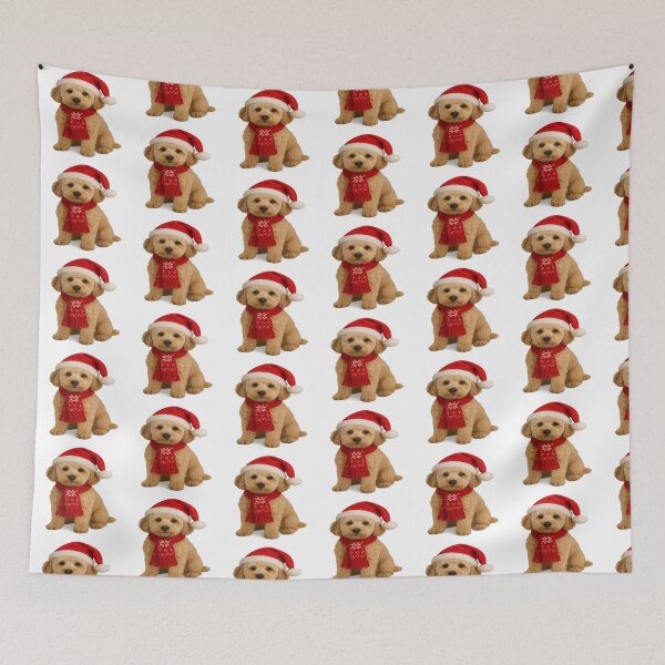 Item preview, Cute Bichon Poo Christmas Dog Art – Festive Santa Hat & Scarf Holiday Printable | Cute Puppy Christmas Decor Gift designed and sold by Murryns.