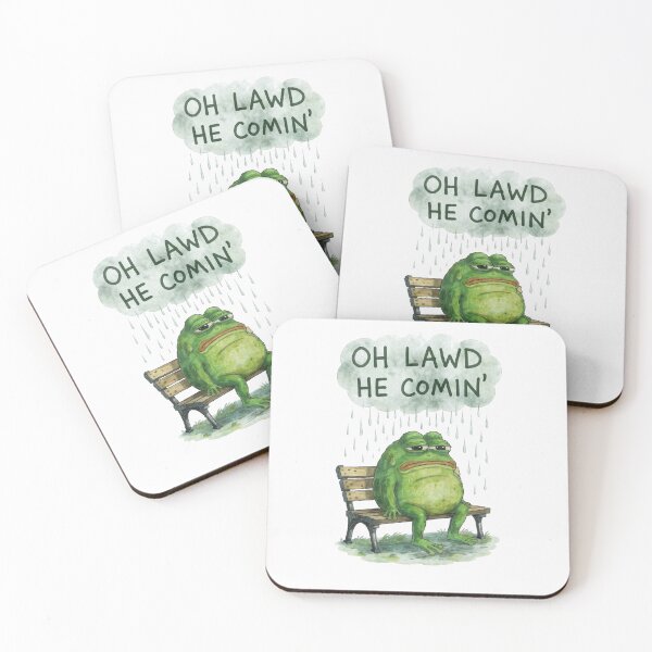Item preview, Oh Lawd He Comin' – Chubby Sad Frog in the Rain designed and sold by PixelQ.