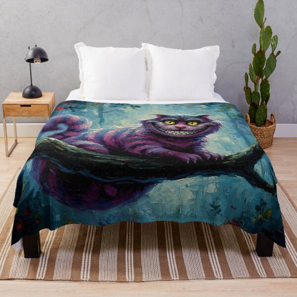 Item preview, Whimsical Grinning Cat Art | Purple Striped Forest Fantasy Painting | Storybook Pop Culture designed and sold by Art's Diner.