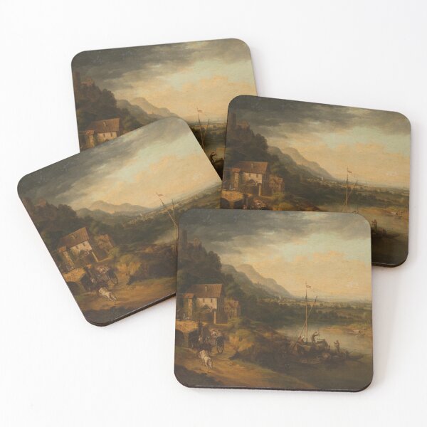 Item preview, River Landscape with Barge, null by christian georg schütz the elder designed and sold by AngyDesigns49.