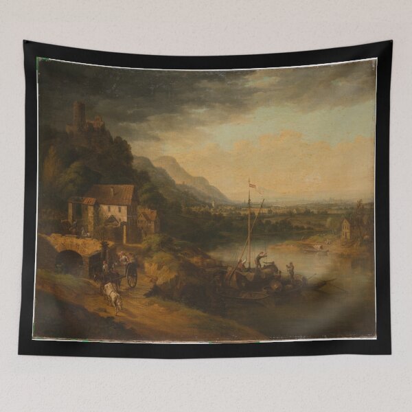 Item preview, River Landscape with Barge, null by christian georg schütz the elder designed and sold by AngyDesigns49.