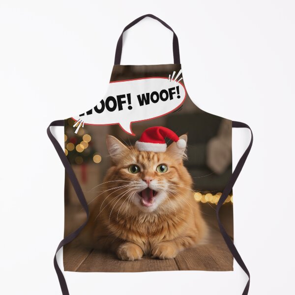 Item preview, Funny Christmas Cat Saying "Woof" in Santa Hat designed and sold by ReykorShop.