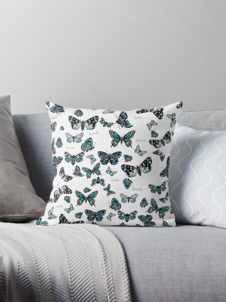 Blue Butterflies Throw Pillow
