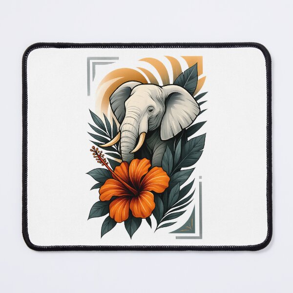 Item preview, Elephant with Hibiscus – Gentle Exotic Tropical Wildlife Illustration designed and sold by SVALANART.