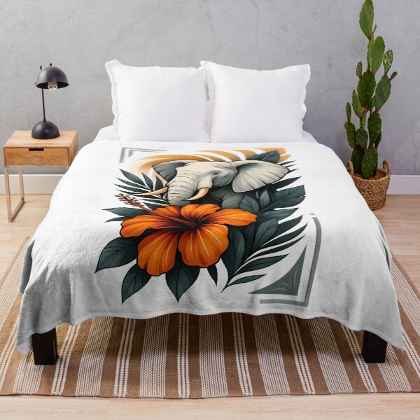 Item preview, Elephant with Hibiscus – Gentle Exotic Tropical Wildlife Illustration designed and sold by SVALANART.
