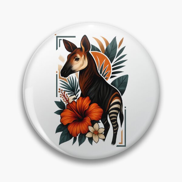 Item preview, Okapi with Hibiscus – Rare Exotic Tropical Wildlife Illustration designed and sold by SVALANART.