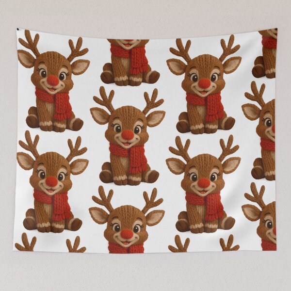 Item preview, Kawaii Knitted Reindeer Art | Cute Crochet Christmas Deer & Cozy Holiday Gifts designed and sold by Krasnovaovaova.