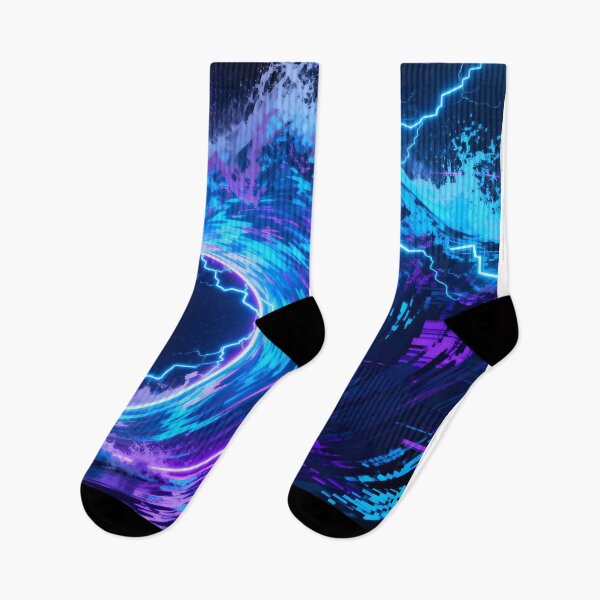 Item preview, Neon waves crashing on dark designed and sold by SuperAIstar.