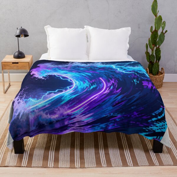 Item preview, Neon waves crashing on dark designed and sold by SuperAIstar.