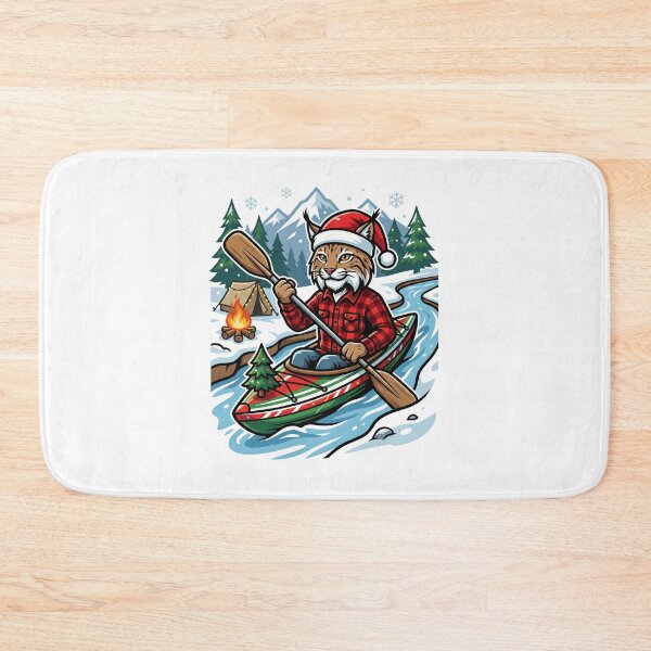 Item preview, Santa Hat Bobcat Kayaking Snowy Mountain Adventure designed and sold by k3rstman1.