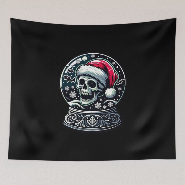 Item preview, Gothic Skull Snow Globe - Spooky Christmas Design designed and sold by GREENZ0NE.