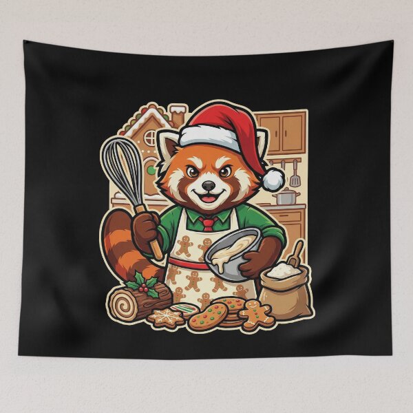 Item preview, Red Panda Christmas Baker Gingerbread Cookies designed and sold by k3rstman1.