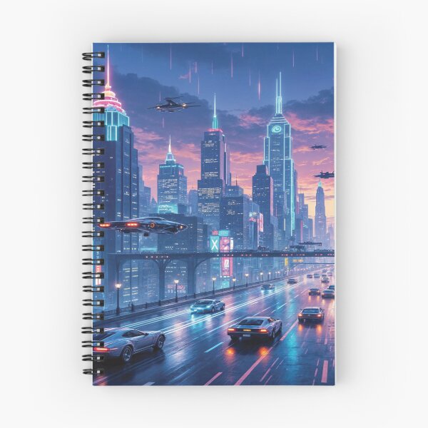 Item preview, A retro futuristic cityscape at dusk, designed and sold by TenderSoar.