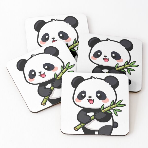 Item preview, Kawaii Chibi Baby Panda Holding Bamboo Stick, Vibrant Solid Colors designed and sold by SuperAIstar.