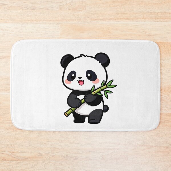 Item preview, Kawaii Chibi Baby Panda Holding Bamboo Stick, Vibrant Solid Colors designed and sold by SuperAIstar.