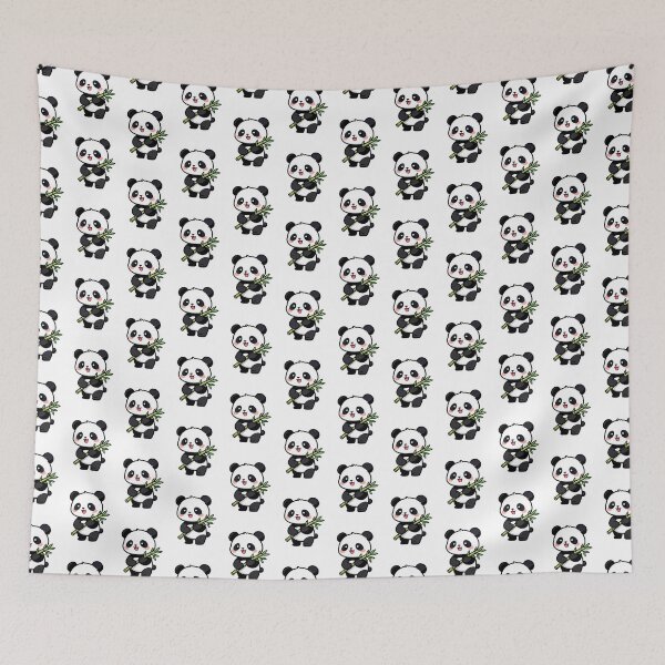 Item preview, Kawaii Chibi Baby Panda Holding Bamboo Stick, Vibrant Solid Colors designed and sold by SuperAIstar.