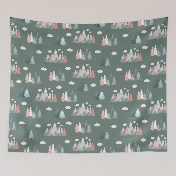 Item preview, Alpine Lullaby on Dark Gray-Green designed and sold by KSimpson838.
