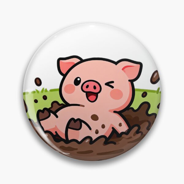 Item preview, Kawaii Chibi Pig Rolling in Mud, Vibrant Colors designed and sold by SuperAIstar.