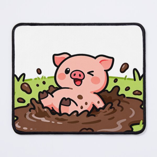 Item preview, Kawaii Chibi Pig Rolling in Mud, Vibrant Colors designed and sold by SuperAIstar.