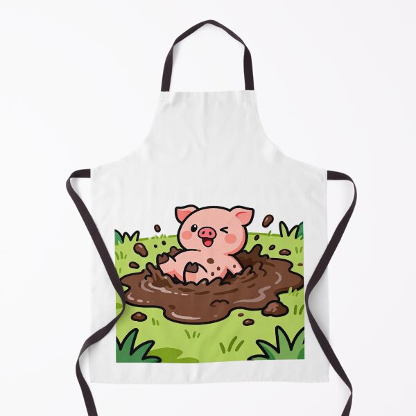 Item preview, Kawaii Chibi Pig Rolling in Mud, Vibrant Colors designed and sold by SuperAIstar.