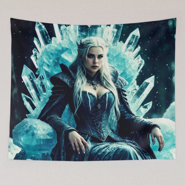 Item preview, ice queen – frost witch – crystal throne fantasy artwork designed and sold by Traumrausch.
