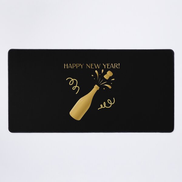 Item preview, ,Happy New Year Minimalist Solid Sparkling Wine Art black background designed and sold by ZorianArt.