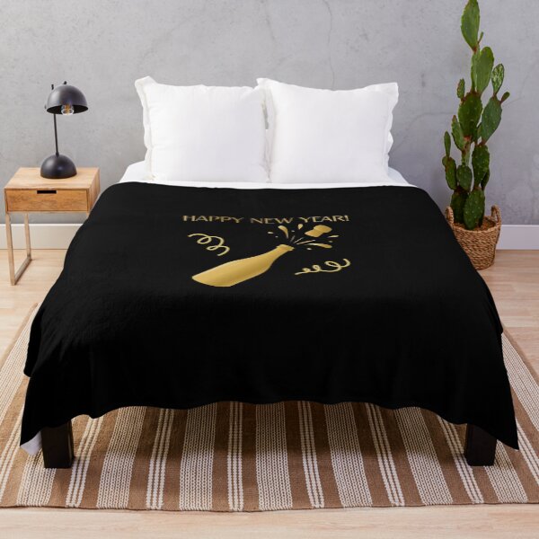 Item preview, ,Happy New Year Minimalist Solid Sparkling Wine Art black background designed and sold by ZorianArt.