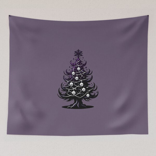 Item preview, Gothic Christmas Tree with Skulls - Dark Holiday Art designed and sold by GREENZ0NE.