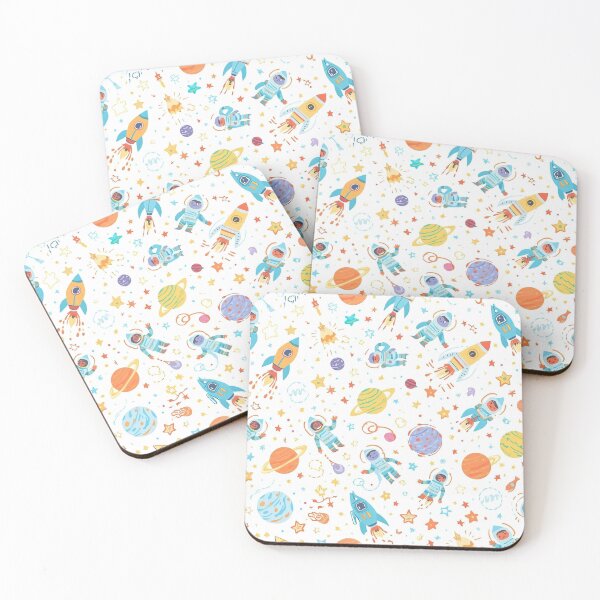 Item preview, Repeating seamless pattern of rockets, planets, astronauts, stars, and galaxies, bright playful palette, cartoon vector style. designed and sold by KiValuate.