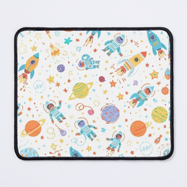 Item preview, Repeating seamless pattern of rockets, planets, astronauts, stars, and galaxies, bright playful palette, cartoon vector style. designed and sold by KiValuate.