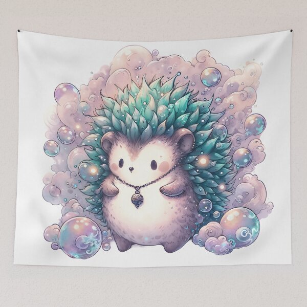 Item preview, Bubble Puff Hedgehog Gothic Watercolor Fantasy designed and sold by RubisLeaf.