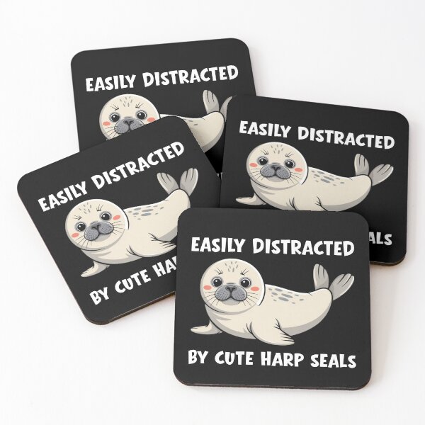 Item preview, Easily Distracted by Cute Harp Seals Kawaii Seal Pup designed and sold by NewaveBoutique.