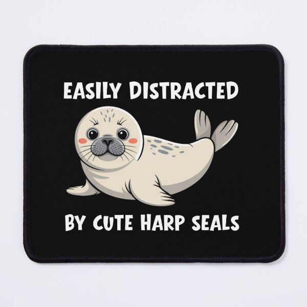 Item preview, Easily Distracted by Cute Harp Seals Kawaii Seal Pup designed and sold by NewaveBoutique.