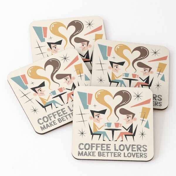 Item preview, Mid-Century Gay Coffee Lovers Art designed and sold by kornkobart.