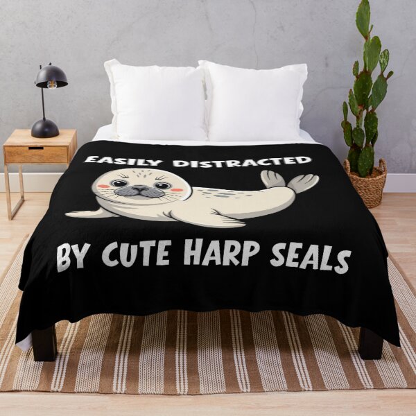 Item preview, Easily Distracted by Cute Harp Seals Kawaii Seal Pup designed and sold by NewaveBoutique.