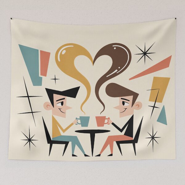 Item preview, Mid-Century Gay Coffee Lovers Art designed and sold by kornkobart.