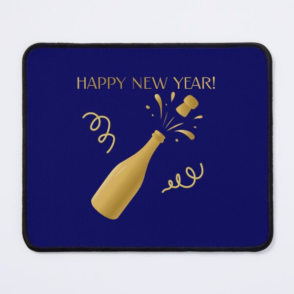 Item preview, Happy New , Year Minimalist Solid Sparkling Wine Art, blue background designed and sold by ZorianArt.