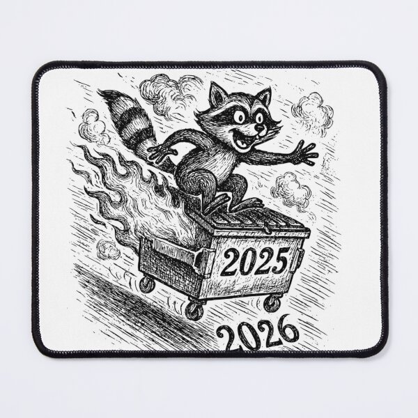 Item preview, Raccoon Riding the 2025 Dumpster Fire Into 2026 T-shirt designed and sold by JoyBoyStudio1.