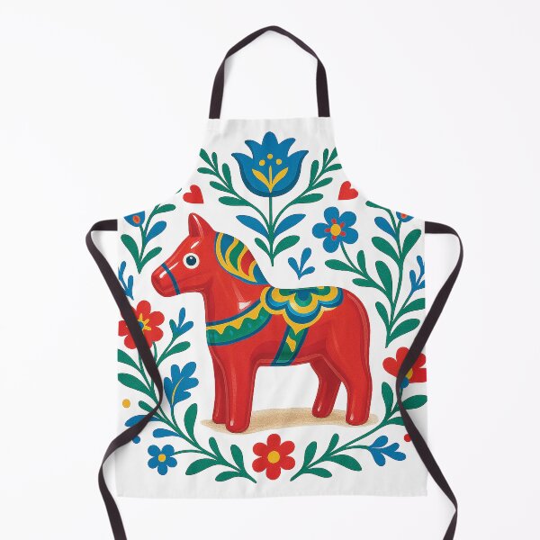 Item preview, Scandinavian Dala Horse Folk Art Illustration designed and sold by Gold Turtle  Lina.