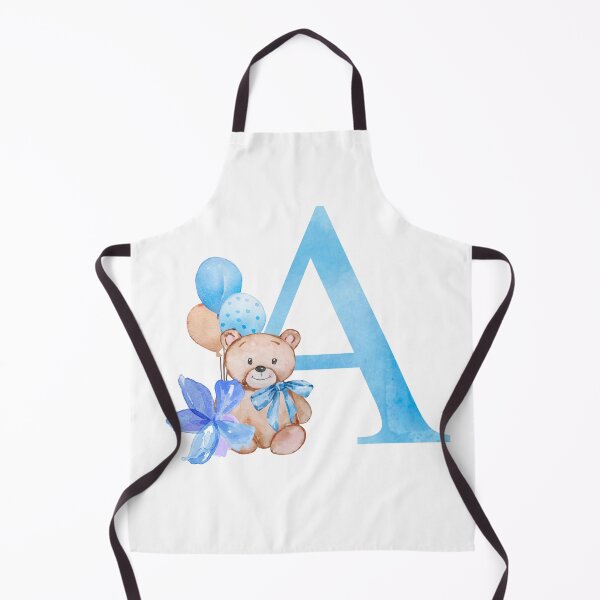 Item preview, blue letter A with teddy bear-cute kids alphabet art designed and sold by NUREYY STUDİO.