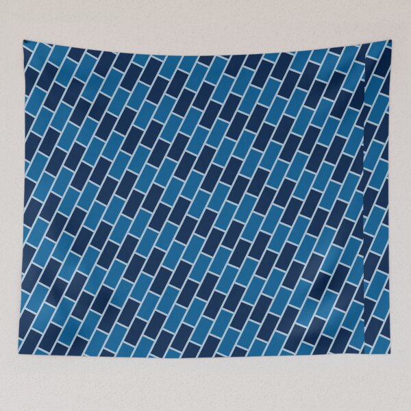 Item preview, Blue Brick Wall - Crosshatch Chevron Blue Abstract Geometric Pattern designed and sold by RoyalStarsPatts.