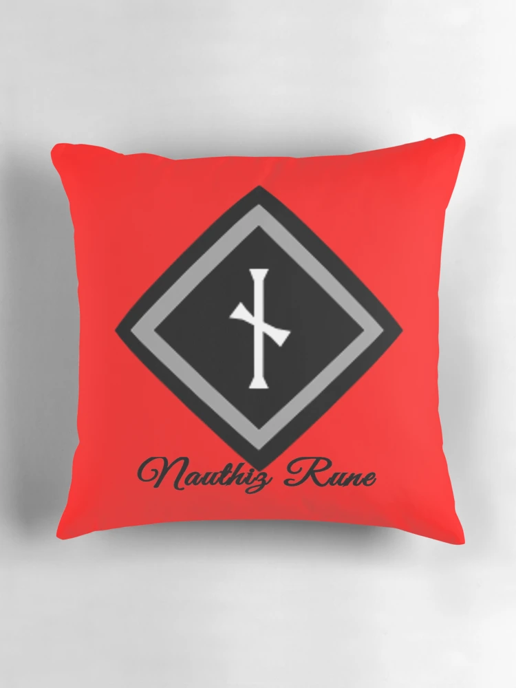 Thumbnail 3 of 4, Pillow, Nauthiz Rune designed and sold by WindsofJupiter.