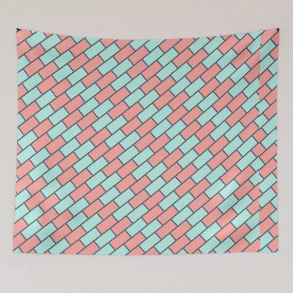 Item preview, Sky Blue Brick Wall Pattern- Chevron Fishbone Pink Abstract Geometric Pattern designed and sold by RoyalStarsPatts.