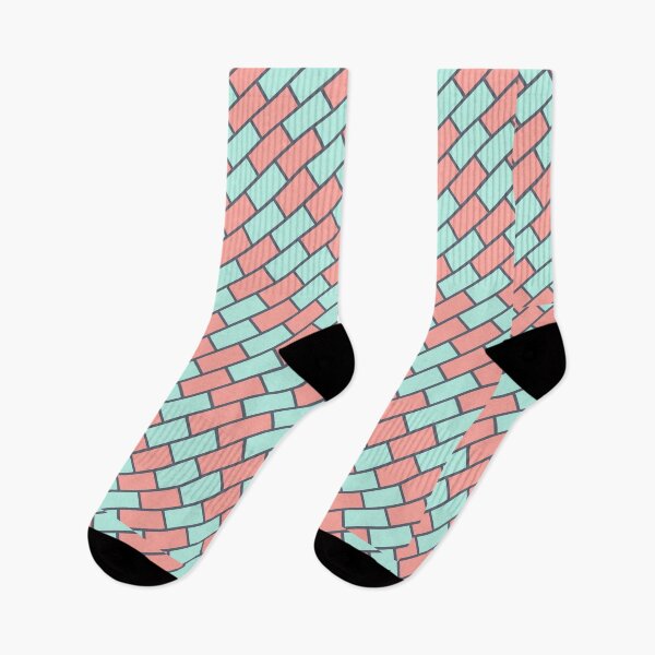 Item preview, Sky Blue Brick Wall Pattern- Chevron Fishbone Pink Abstract Geometric Pattern designed and sold by RoyalStarsPatts.