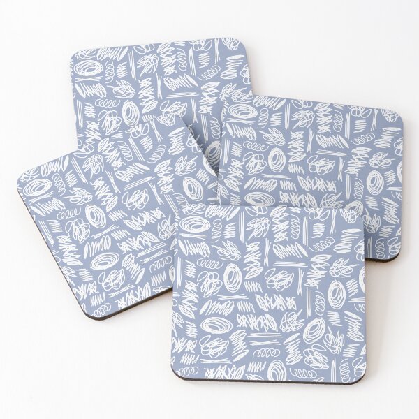 Item preview, blue and white doodles scribbles pattern designed and sold by winterpumpkin.