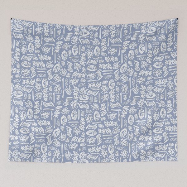 Item preview, blue and white doodles scribbles pattern designed and sold by winterpumpkin.