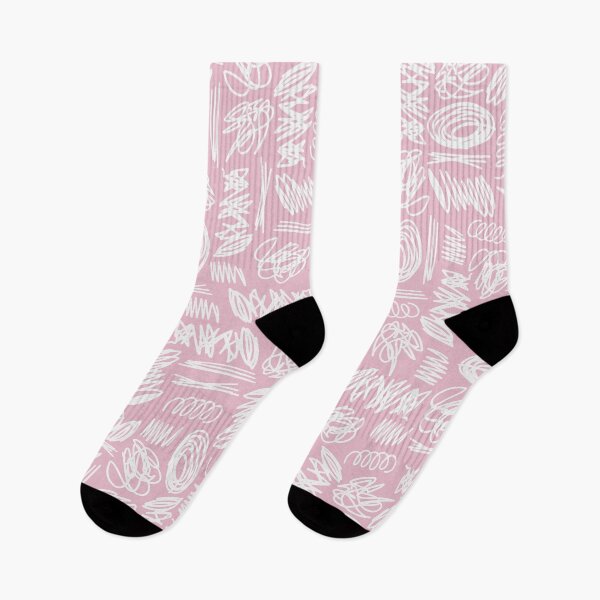 Item preview, pink and white doodles scribbles pattern designed and sold by winterpumpkin.