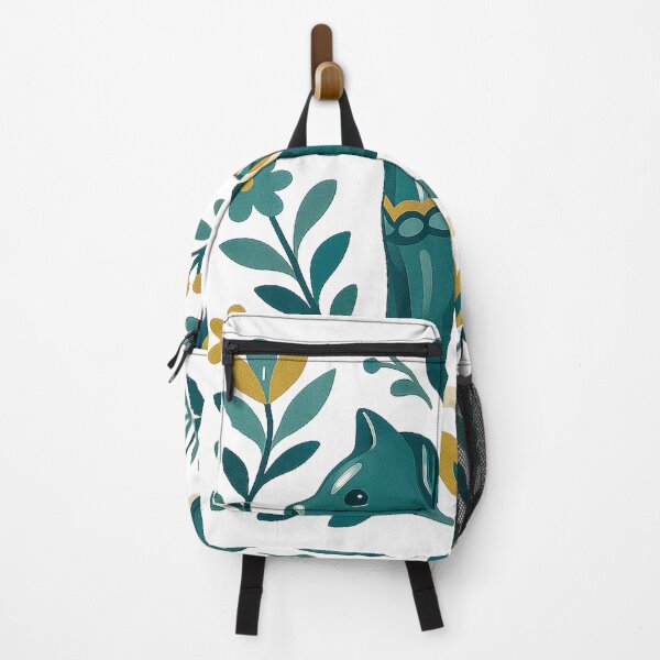 Item preview, Green Dala Horse with Nordic Floral Folk Design designed and sold by Gold Turtle Lina.